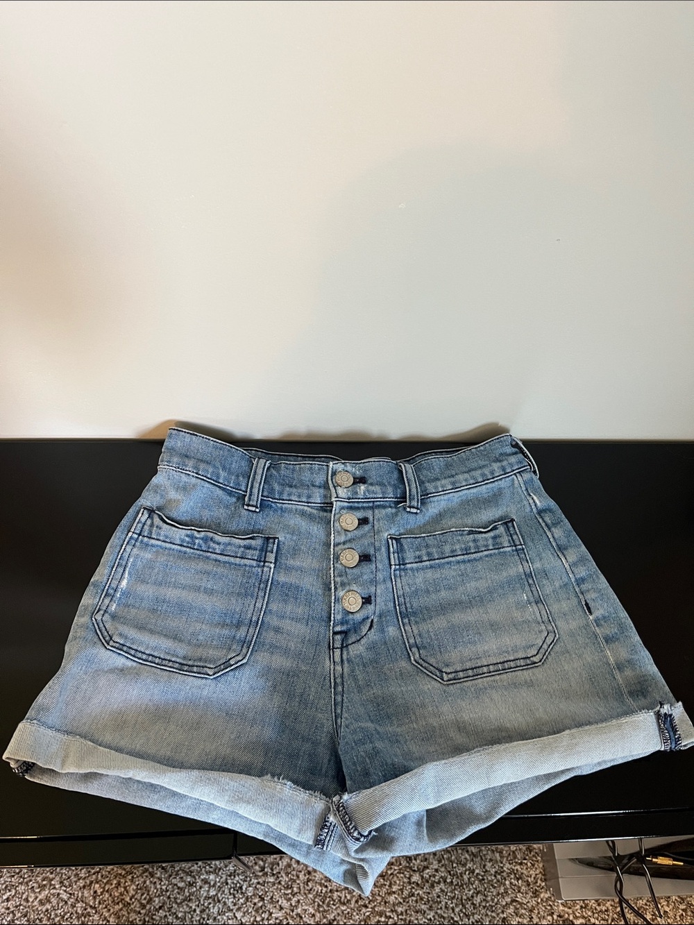 Madewell Light Blue High-Rise Button-Fly Denim Shorts